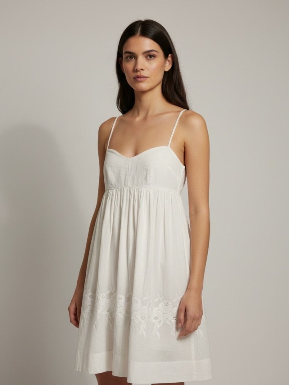 J.Crew Collection White Embroidered Eyelet Babydoll Dress Coquette Romantic 6